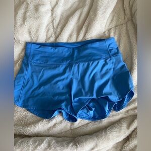 lululemon aqua blue speed up shorts